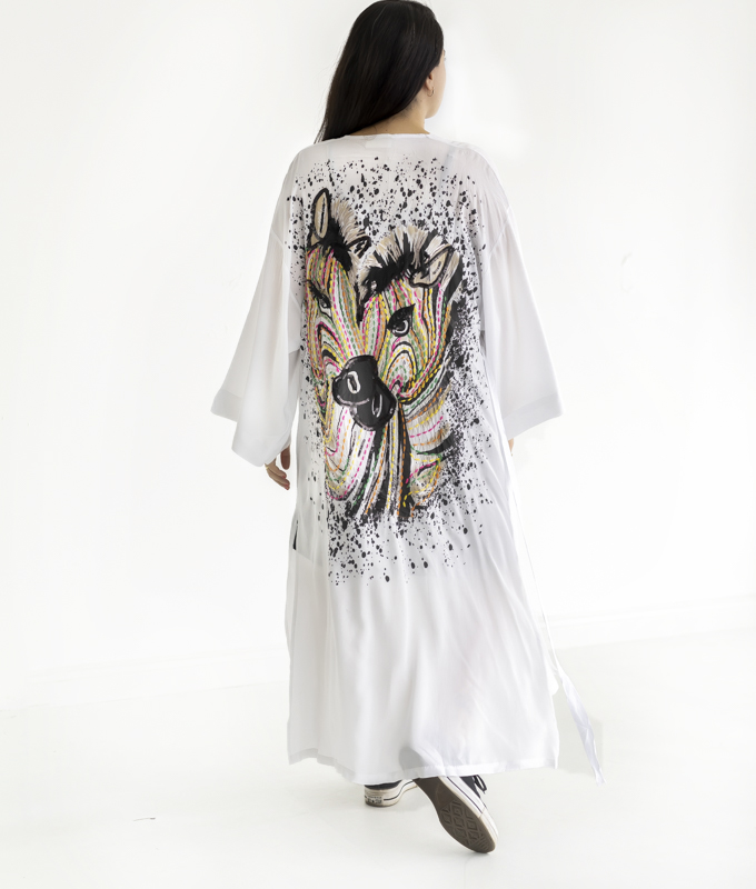 Zebraların Aşkı Kimono-BEYAZ