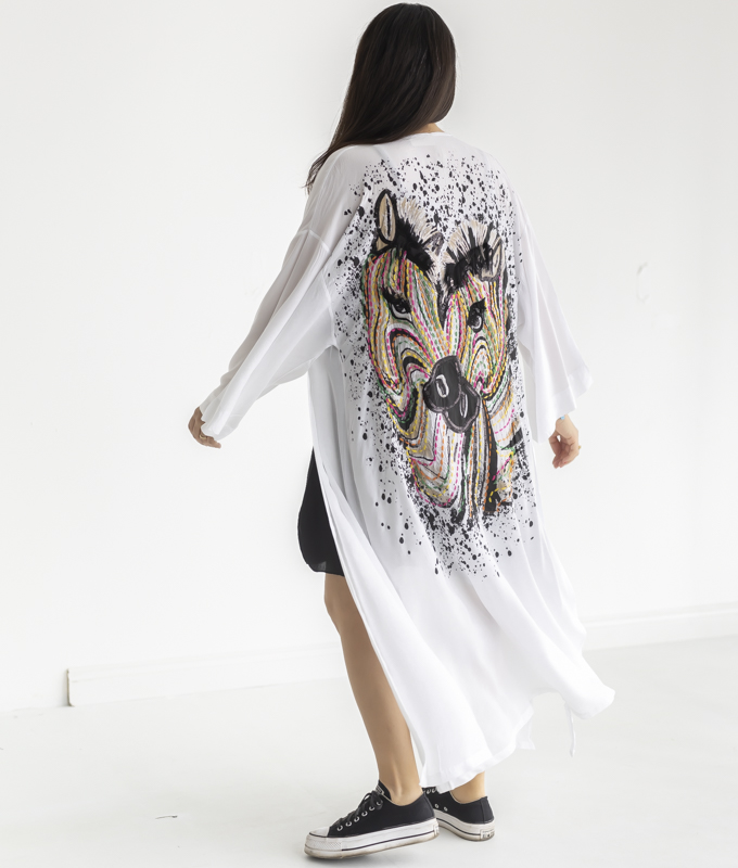 Zebraların Aşkı Kimono-BEYAZ